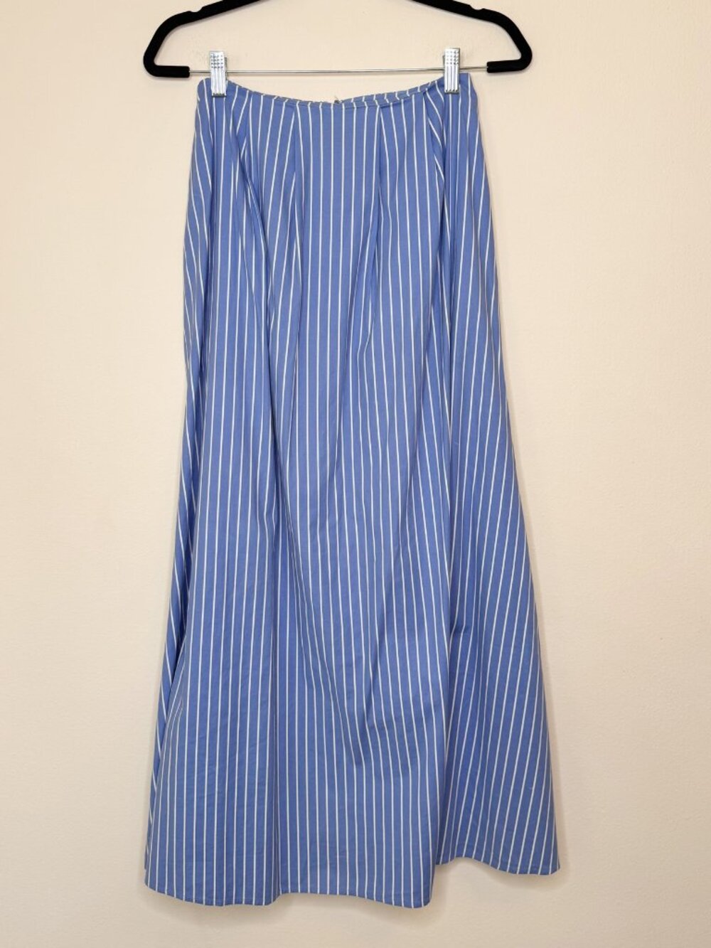 Reformation Lucy Skirt Tribune Stripe Blue White Cotton Maxi Size 4